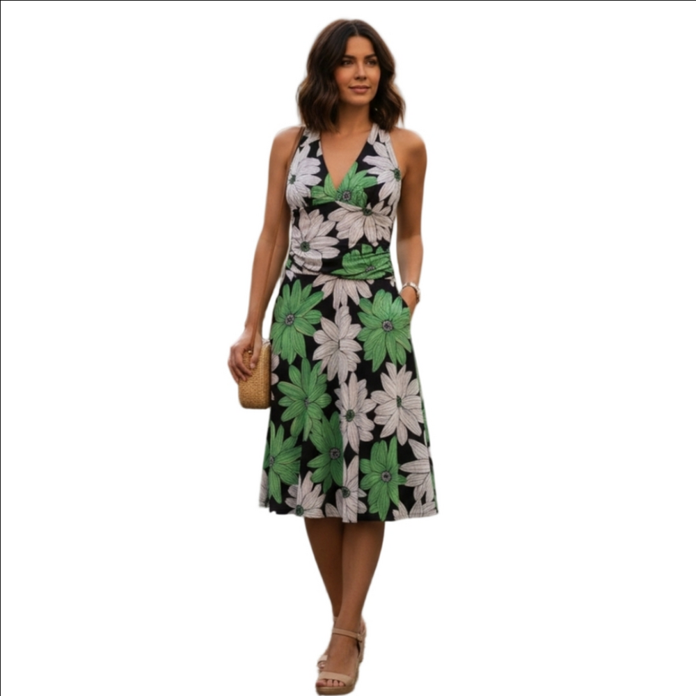 Women's My Michelle Floral Dress Size M Black Green